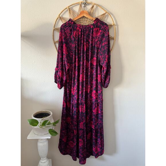 Pioneer Woman Purple Pink Floral Fall Midi Maxi Dress Boho Cottage *no belt*(M) - Picture 12 of 15